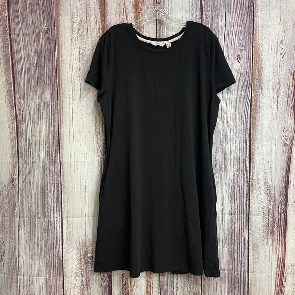 Isaac Mizrahi Short Sleeve Black Shift Dress Side Pockets Women’s Size LP #5015 - Picture 1 of 8